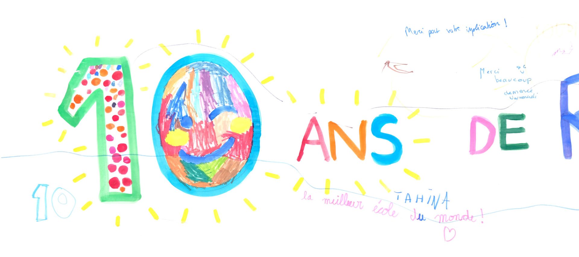 fresque réalisée par les enfants pour les 10 ans de l'école