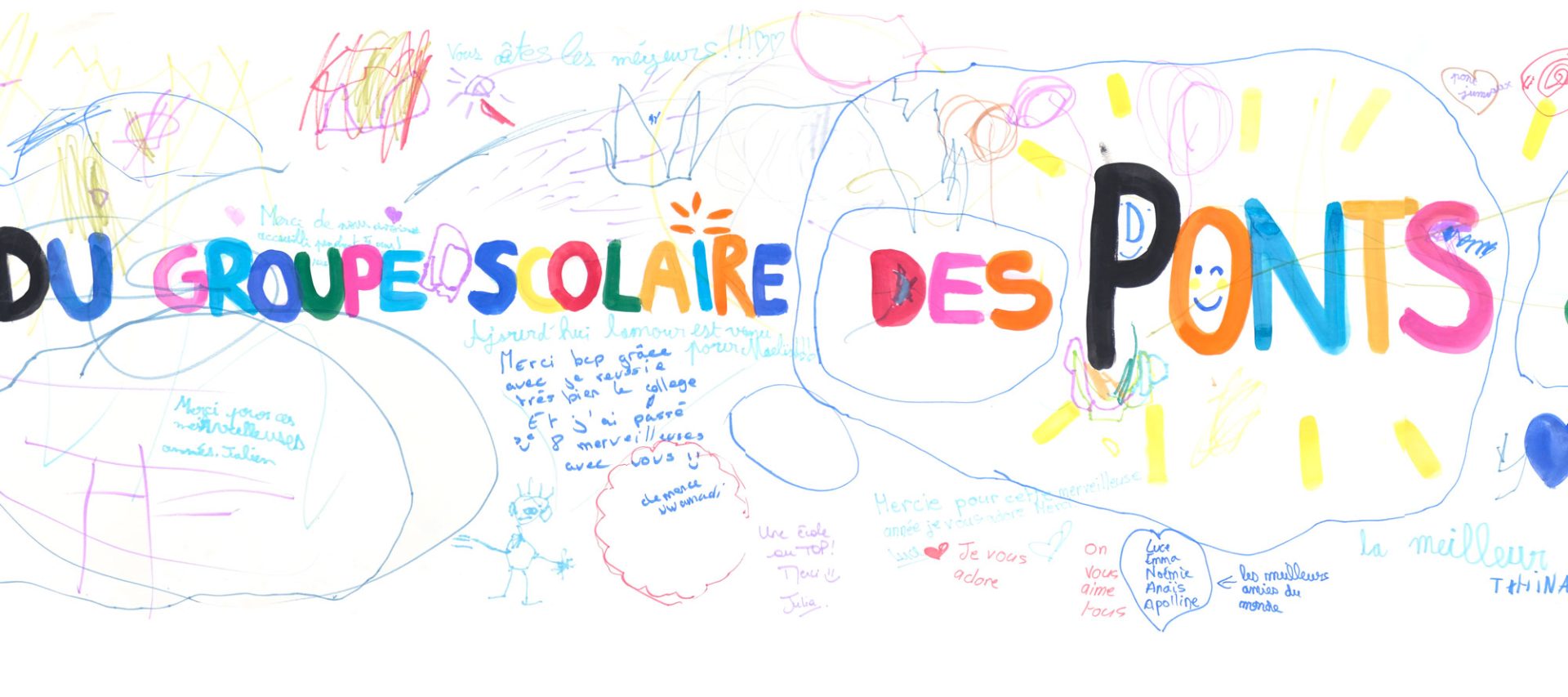 fresque réalisée par les enfants pour les 10 ans de l'école