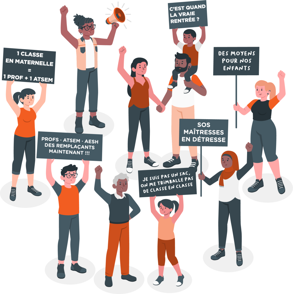 illustration parents en manifestation
